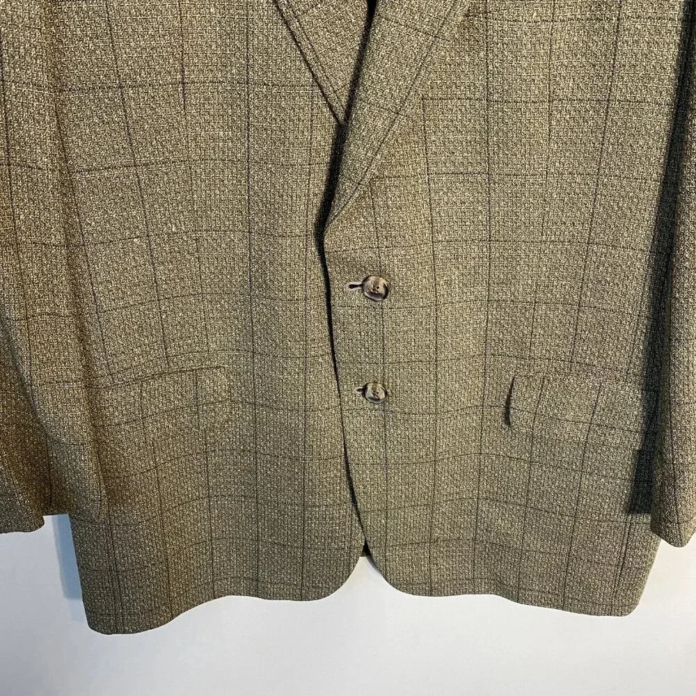 Joseph Abboud Plaid Tweed Wool Sport Coat Dinner Jacket Blazer Men's 41R Brown